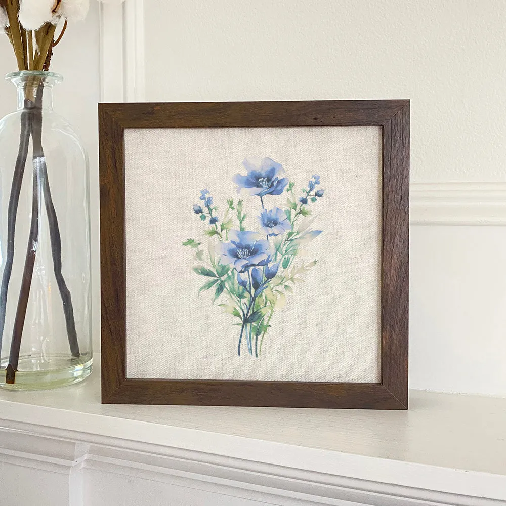 Watercolor Indigo Bouquet - Framed Sign