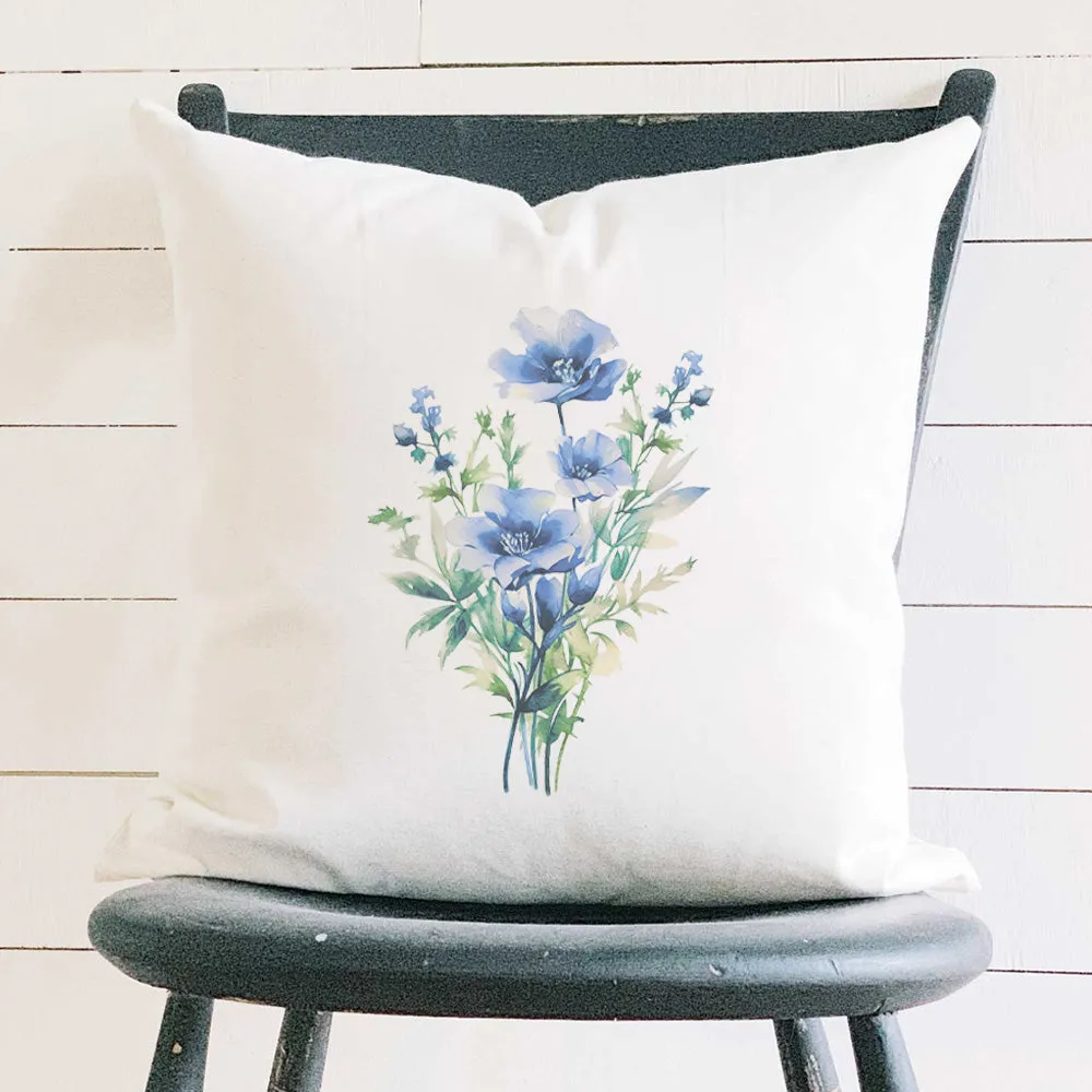 Watercolor Indigo Bouquet - Square Canvas Pillow