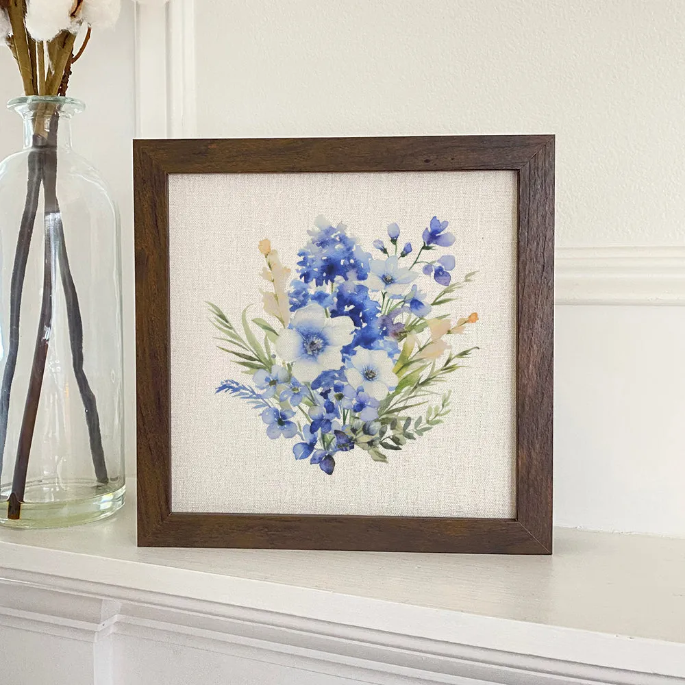 Watercolor Indigo Bunch - Framed Sign