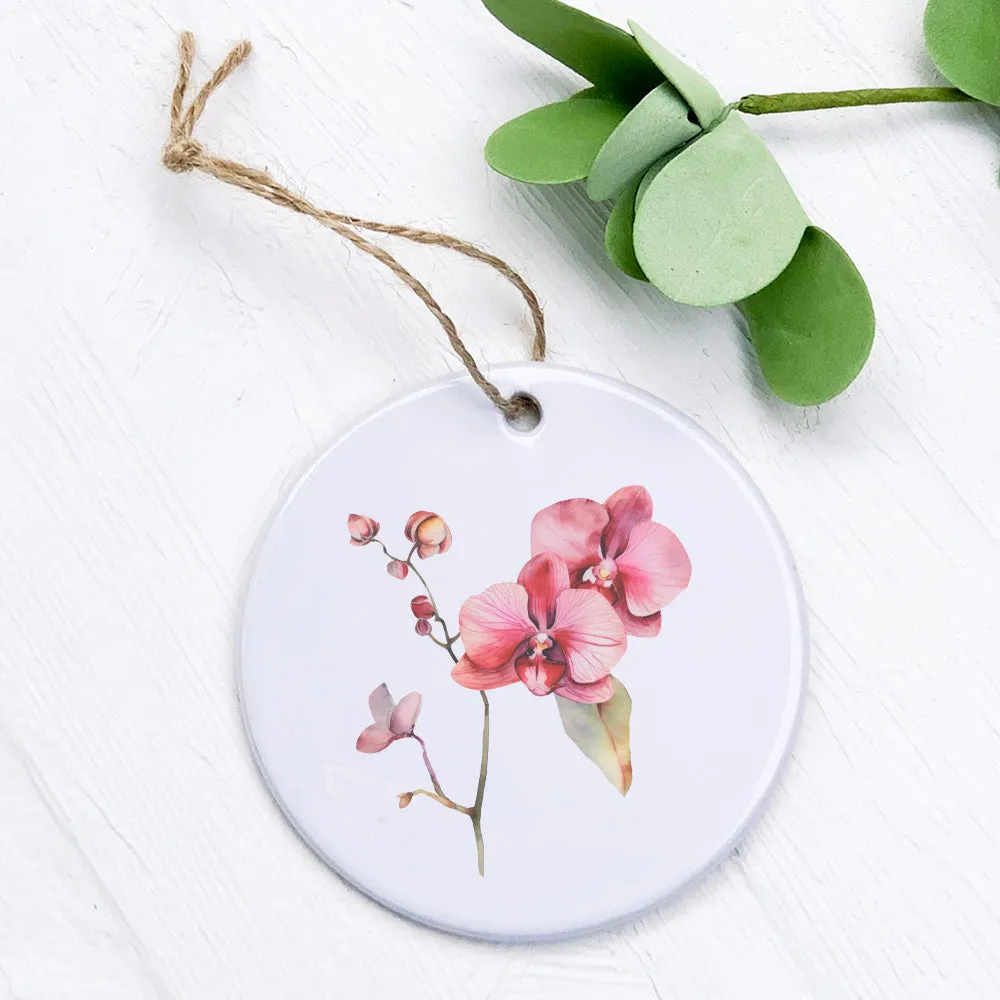 Watercolor Pink Orchid - Ornament