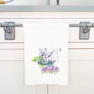 Watercolor Pond Scene (Boat) - Cotton Tea Towel