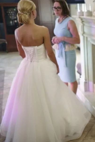 White Chiffon Wedding Dresses with Pleated Bodice