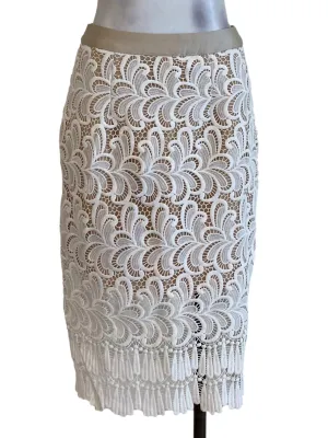 White Floral Laced Skirt