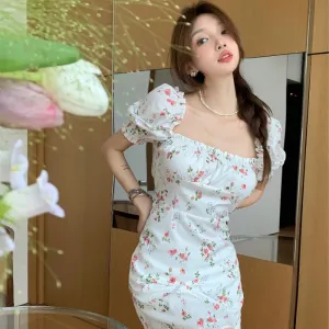 White Floral Ruffle Summer Dress SD01953