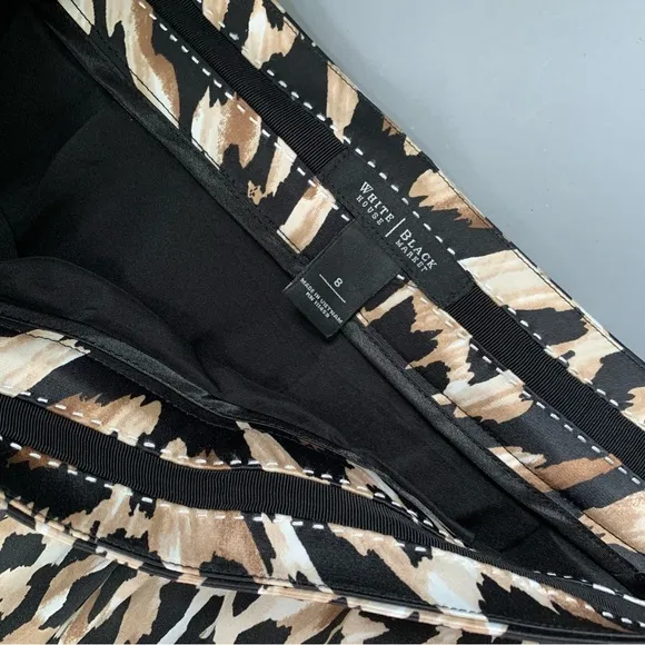 White House Black Market Leopard Print Satin Pleated Full Mini Skirt 8 Pockets