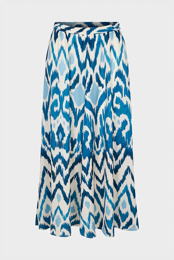 WHITE IKAT PRINT MAXI SKIRT