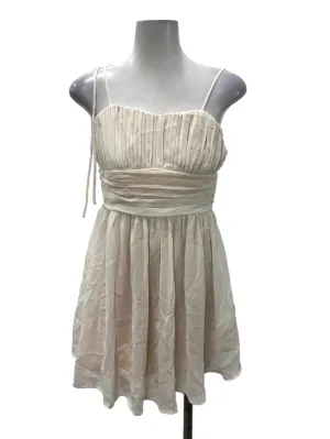 White Pleated Tulle Square Neck Dress