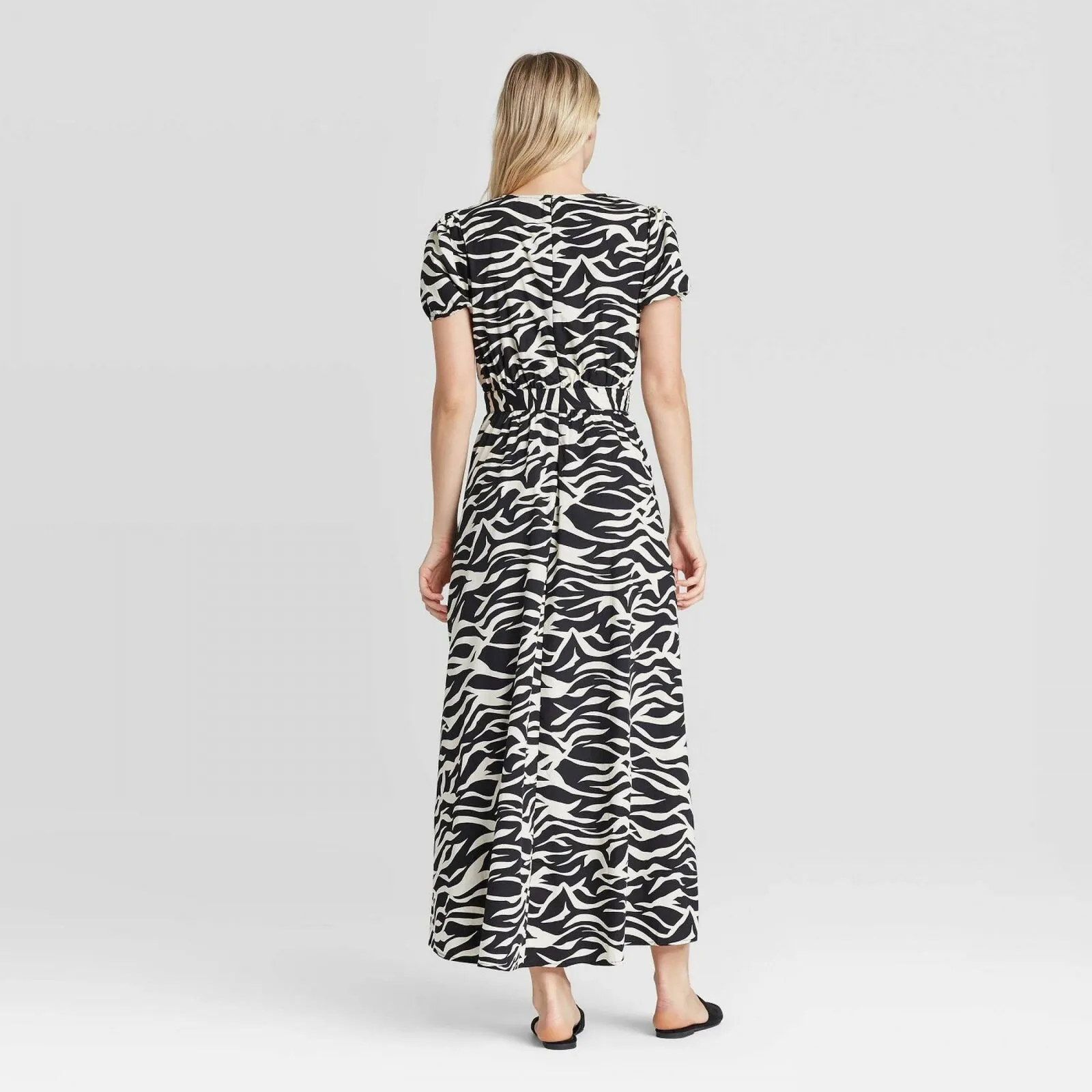 Who What Wear Women's Animal Print Short Sleeve Tiered Maxi Dress