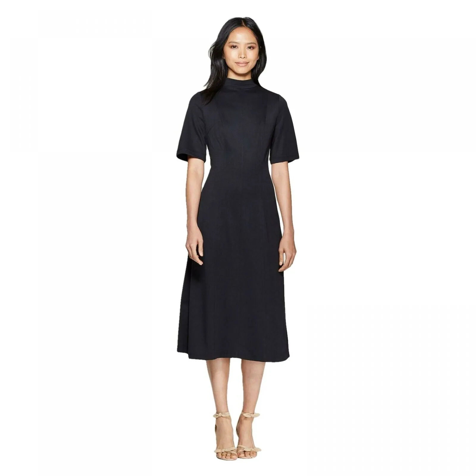 Who What Wear Women's Short Sleeve Cowl Neck Back Tie A Line Midi Dress