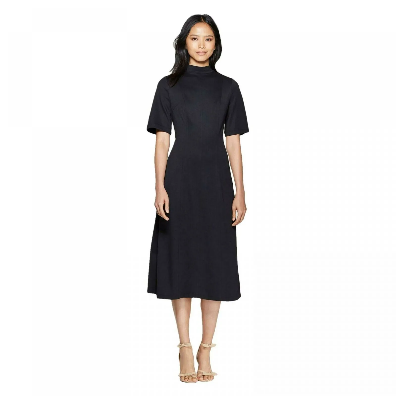 Who What Wear Women's Short Sleeve Cowl Neck Back Tie A Line Midi Dress