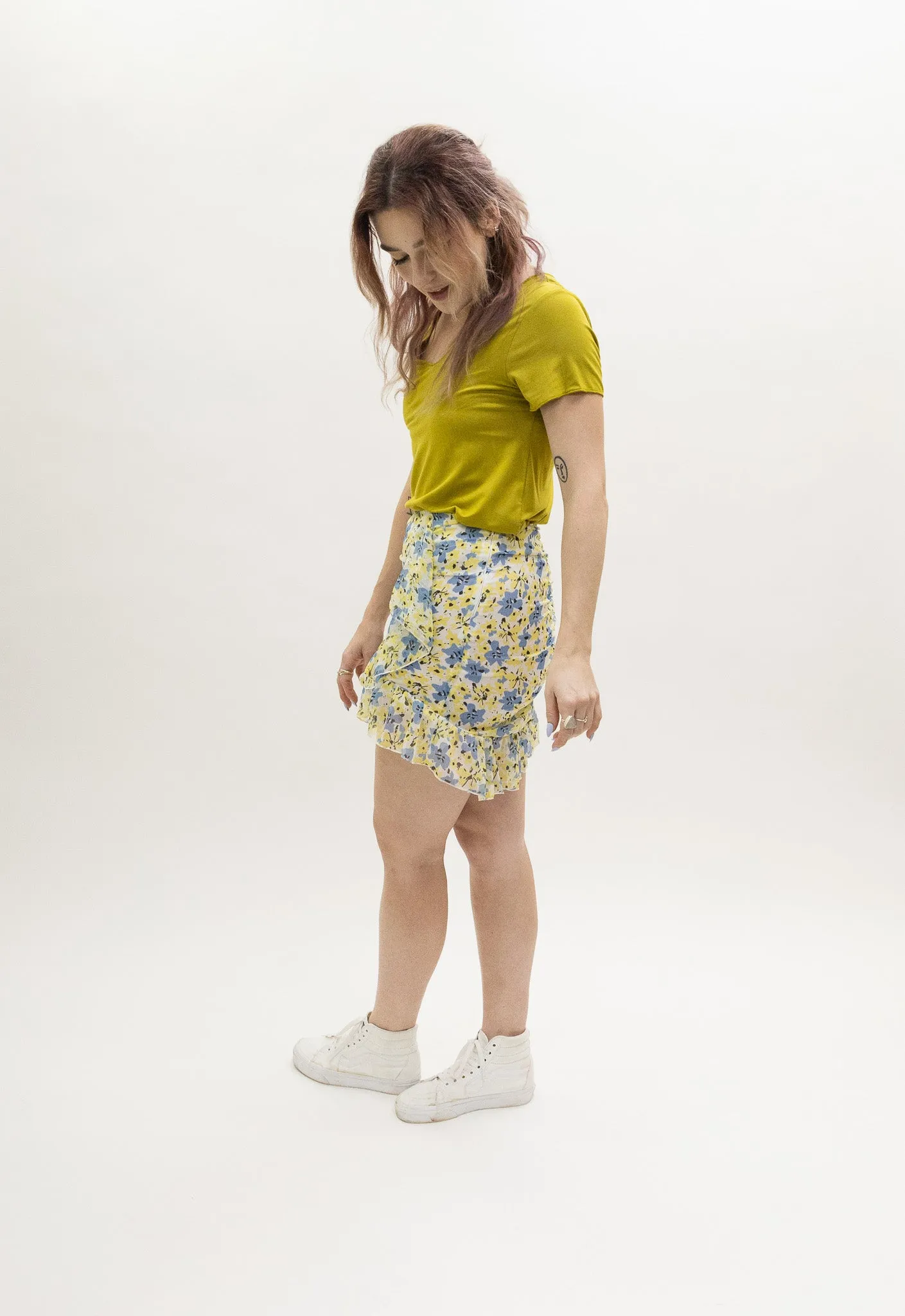Wild Pony Flower print draped mini skirt - Doiloi Print