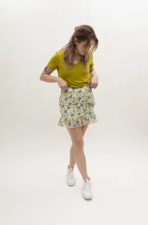 Wild Pony Flower print draped mini skirt - Doiloi Print