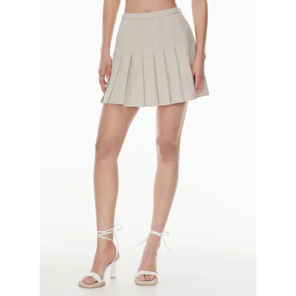 WILFRED Juliet Skirt Pleated Wool Mini Birch Herring 00 XXS Aritzia