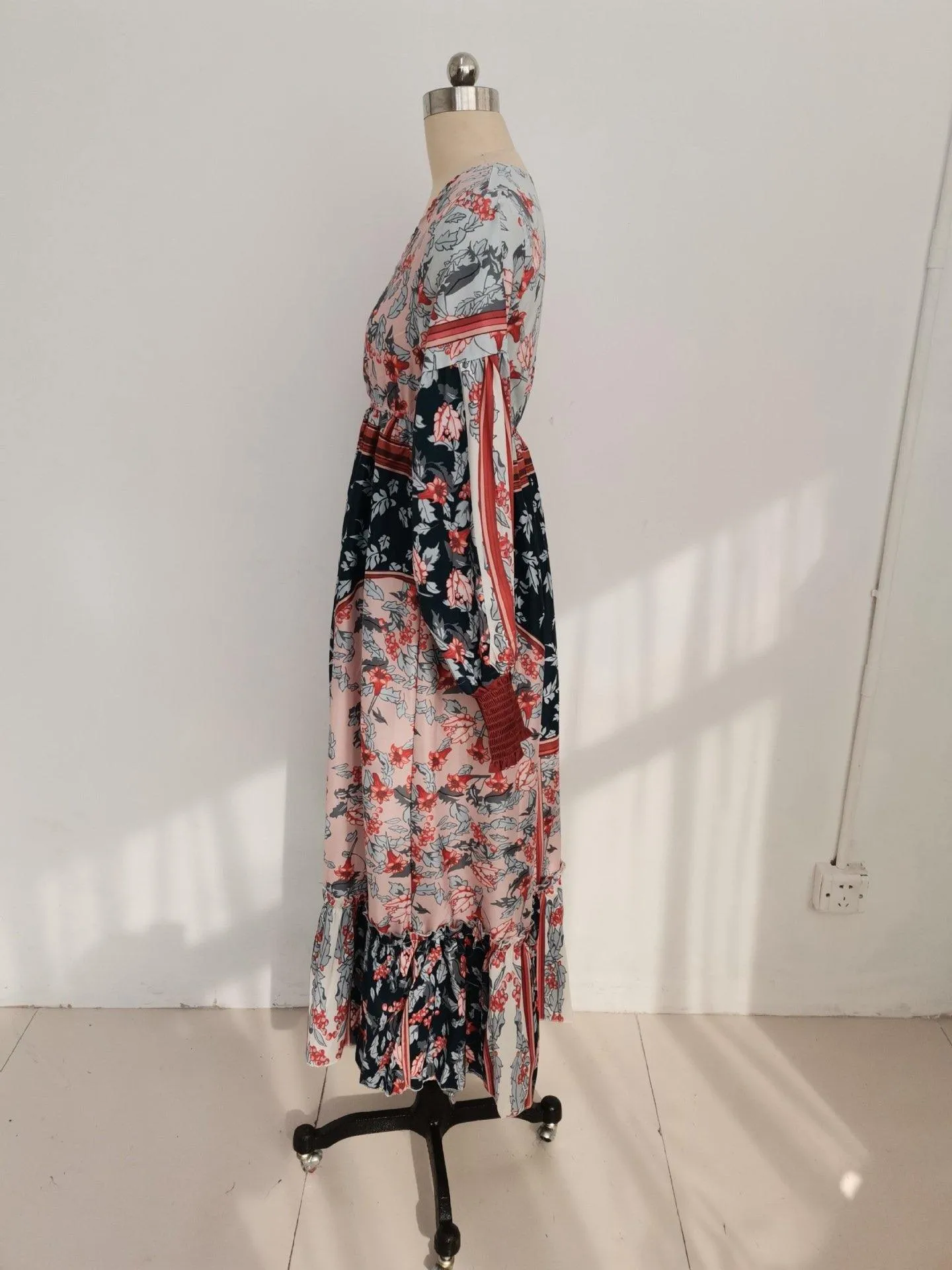 Women Bohemia Floral Print Maxi Dresses