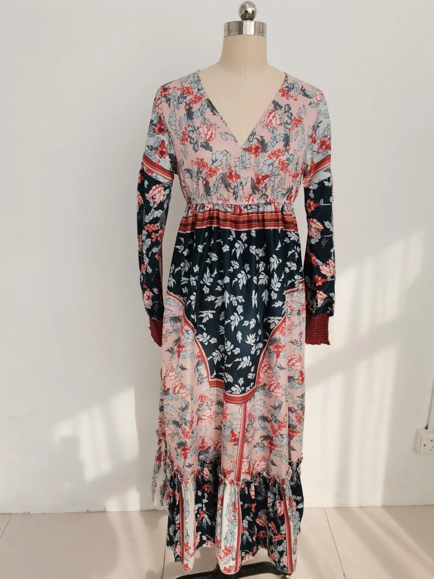 Women Bohemia Floral Print Maxi Dresses