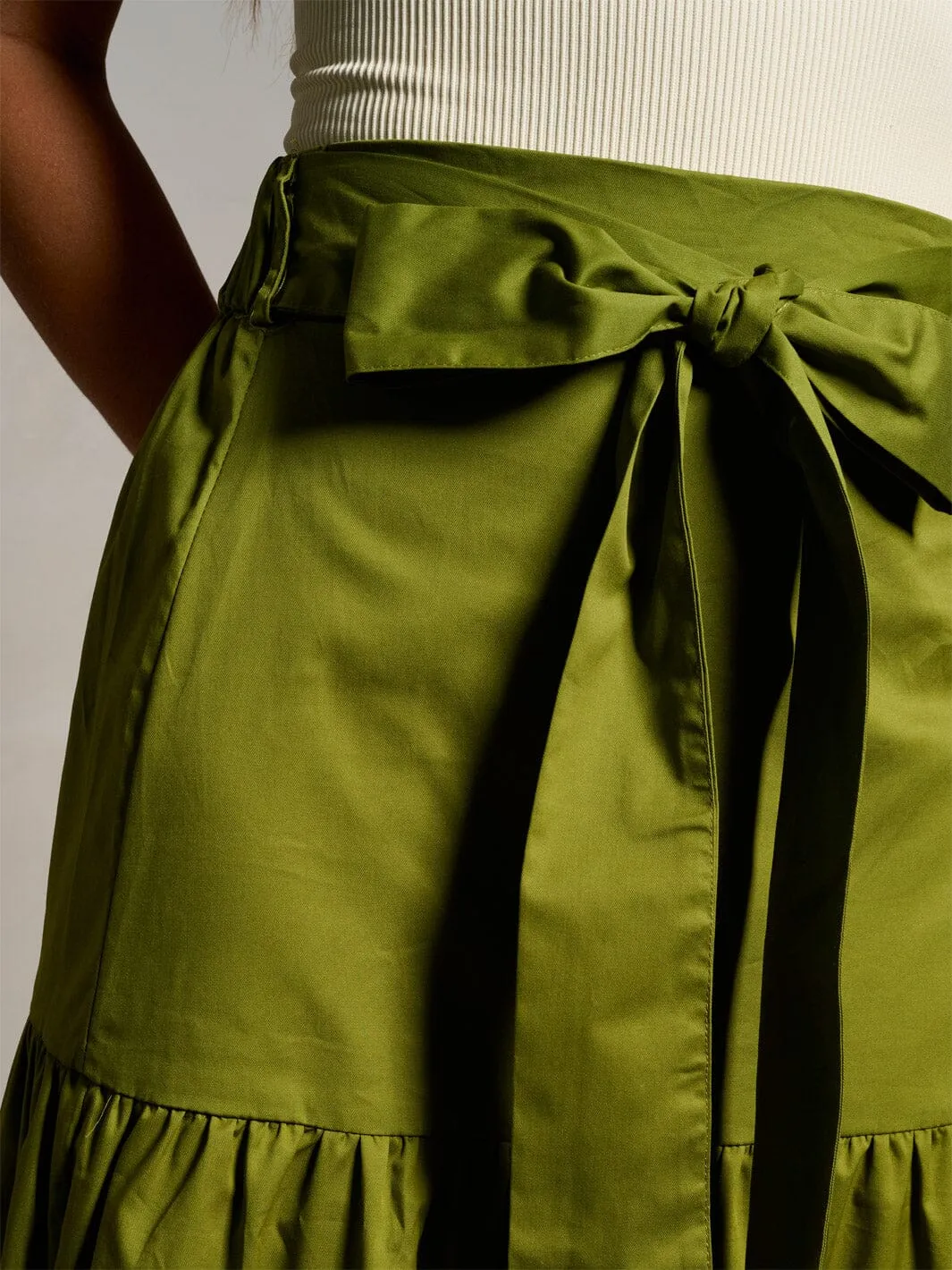 WOMEN'S ELASTIC WAIST RUFFLE TIERED MAXI SKIRT