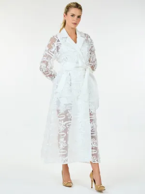 WOMEN'S LONG SLEEVE BUTTON UP SELF TIE DETAILED MAXI DRESS