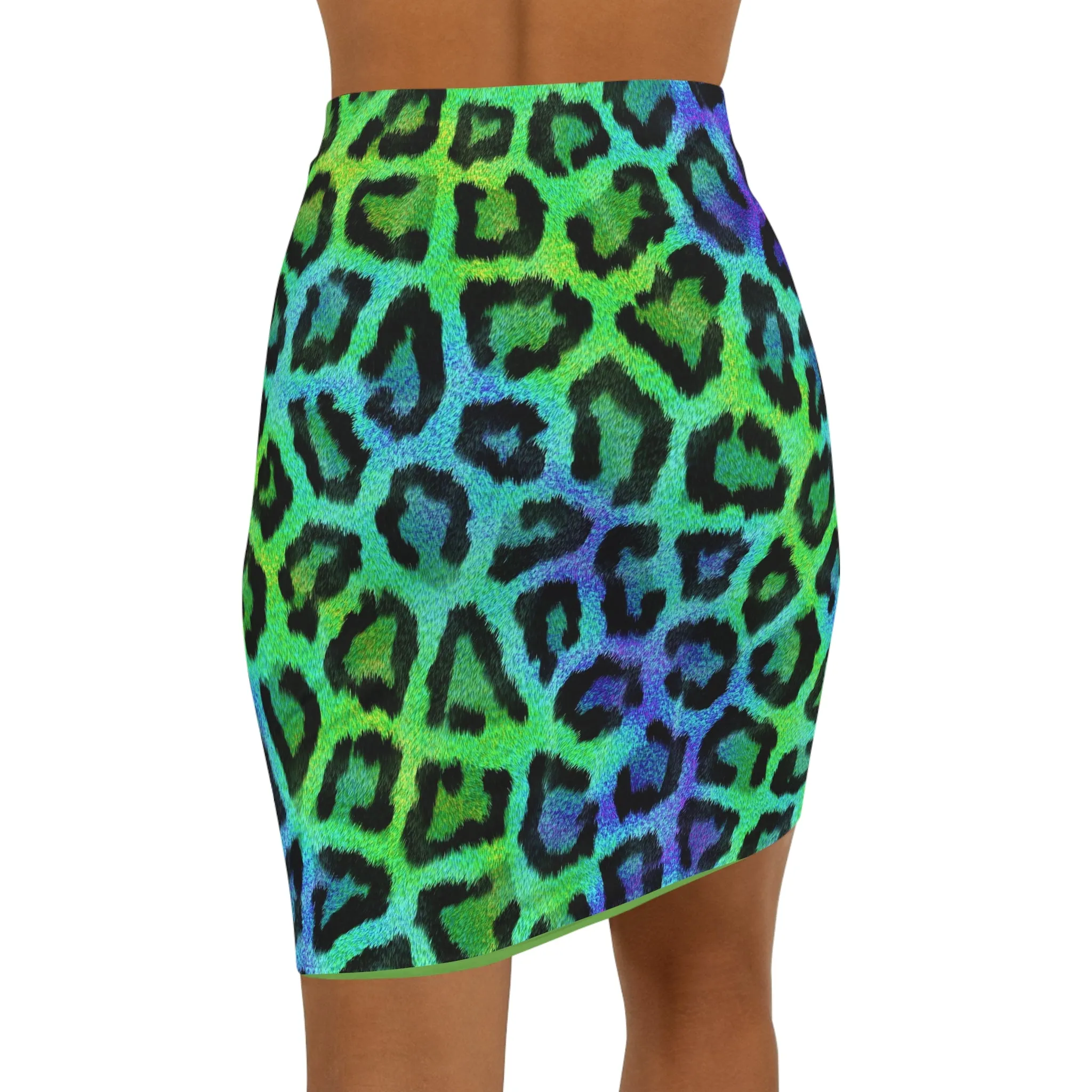 Women's Multicolored Leopard Print Mid-Waist Pencil Skirt