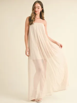 WOMEN'S SLEEVELESS MESH TUNIC TUBE MAXI DRESS