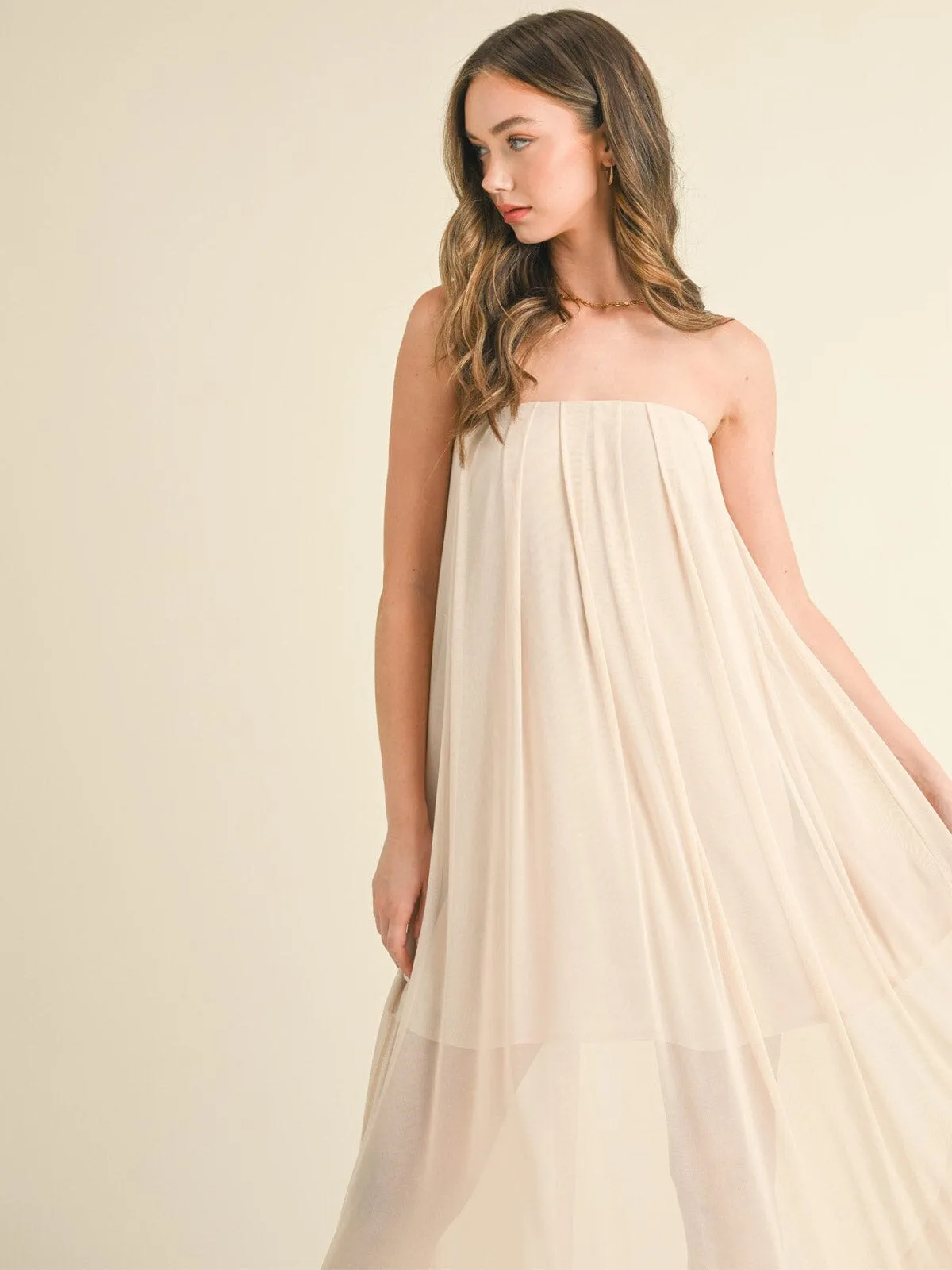 WOMEN'S SLEEVELESS MESH TUNIC TUBE MAXI DRESS