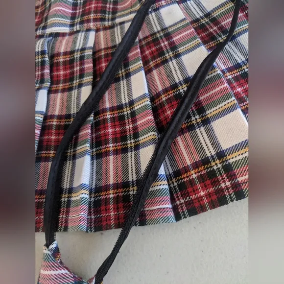 Women's Vintage Plaid Preppy Schoolgirl Skirt Costume Cosplay Med