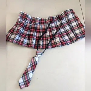 Women's Vintage Plaid Preppy Schoolgirl Skirt Costume Cosplay Med