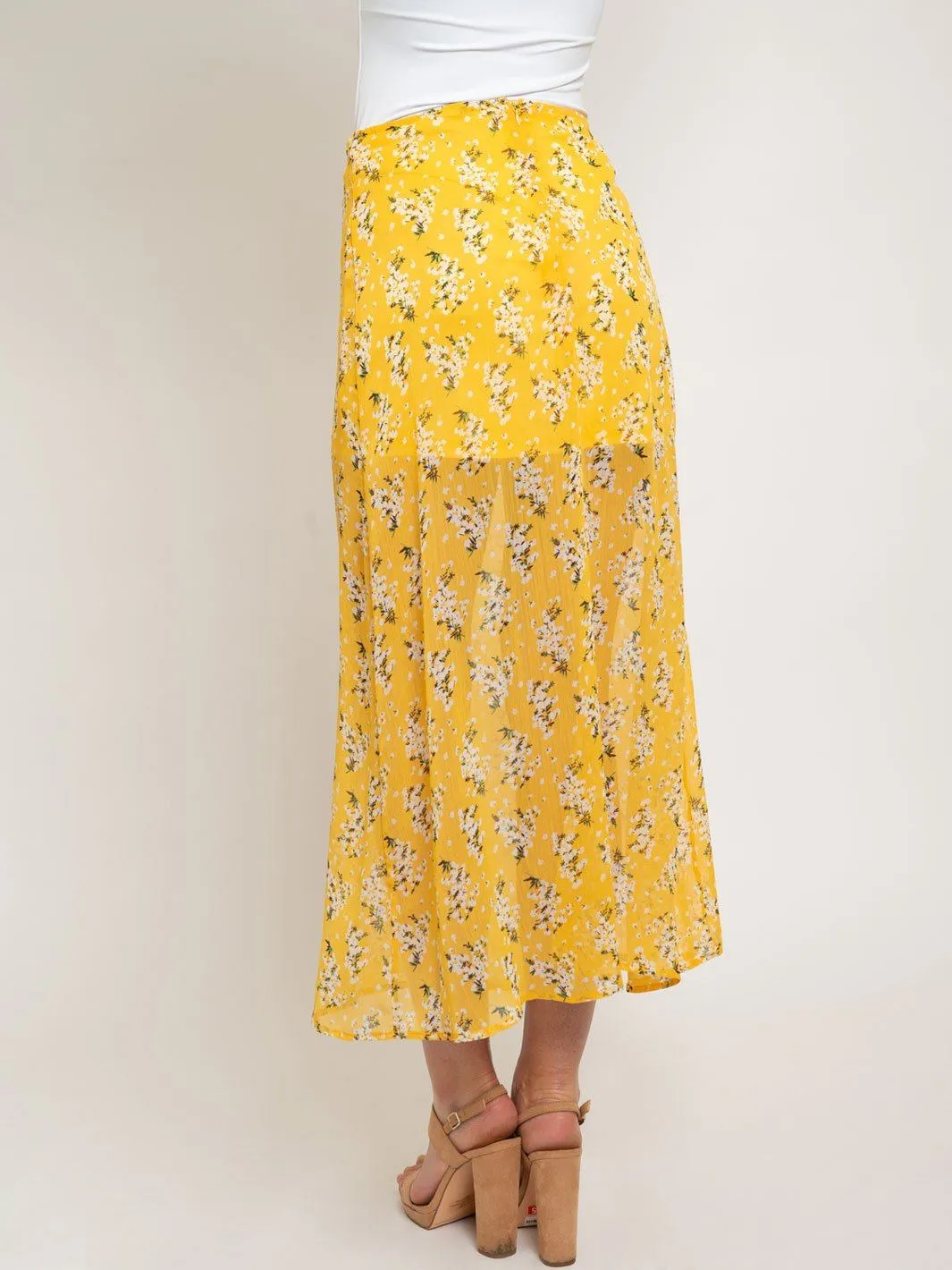 WOMEN'S YELLOW FLORAL SKIRT