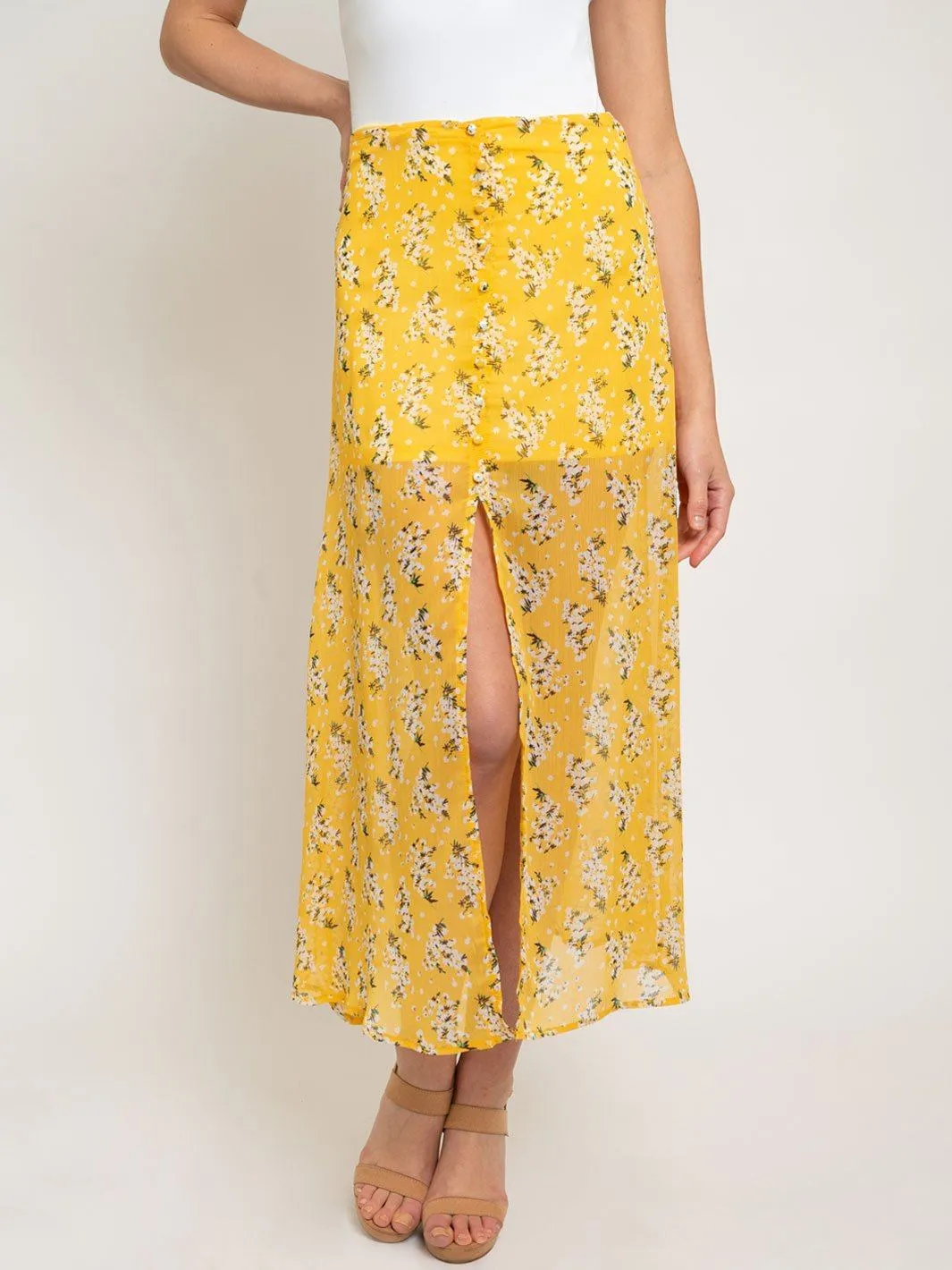 WOMEN'S YELLOW FLORAL SKIRT