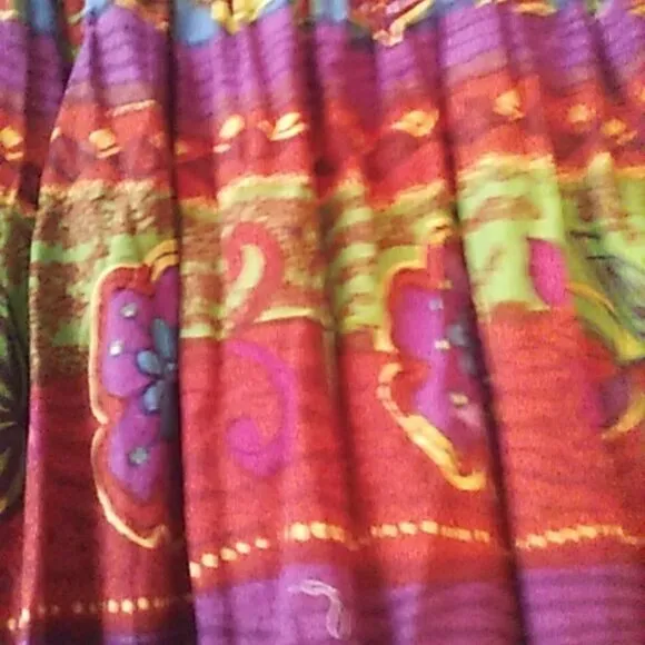 Wrangler Jean Skirt 47&quot; Waist 46&quot; Long Maxi Upcycled Vibrant Colors Boho Trendy
