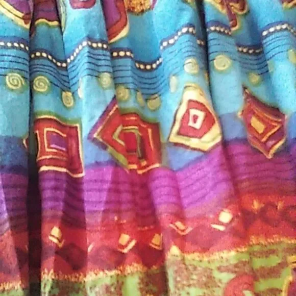 Wrangler Jean Skirt 47&quot; Waist 46&quot; Long Maxi Upcycled Vibrant Colors Boho Trendy
