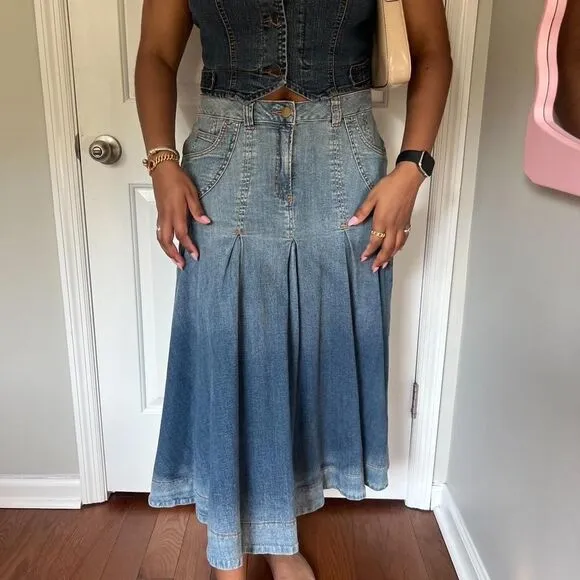 Y2K SOFT SURROUNDINGS DENIM FAIRY MAXI SKIRT