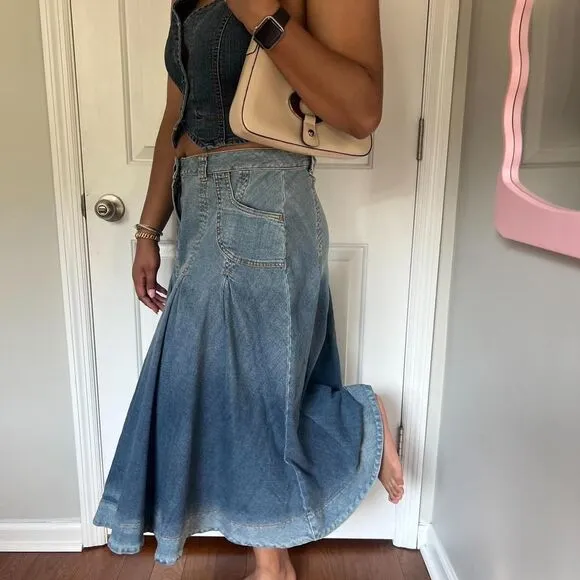 Y2K SOFT SURROUNDINGS DENIM FAIRY MAXI SKIRT