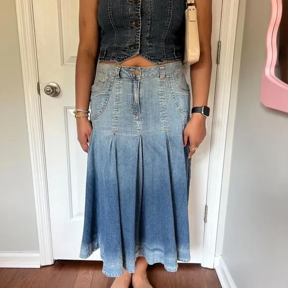 Y2K SOFT SURROUNDINGS DENIM FAIRY MAXI SKIRT