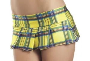Yellow Plaid Pleated Mini Skirt - Small/ Medium