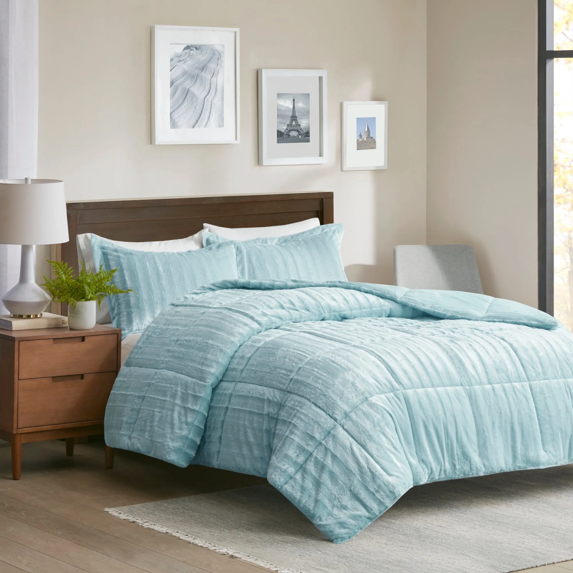 York Faux Fur Comforter Mini Set