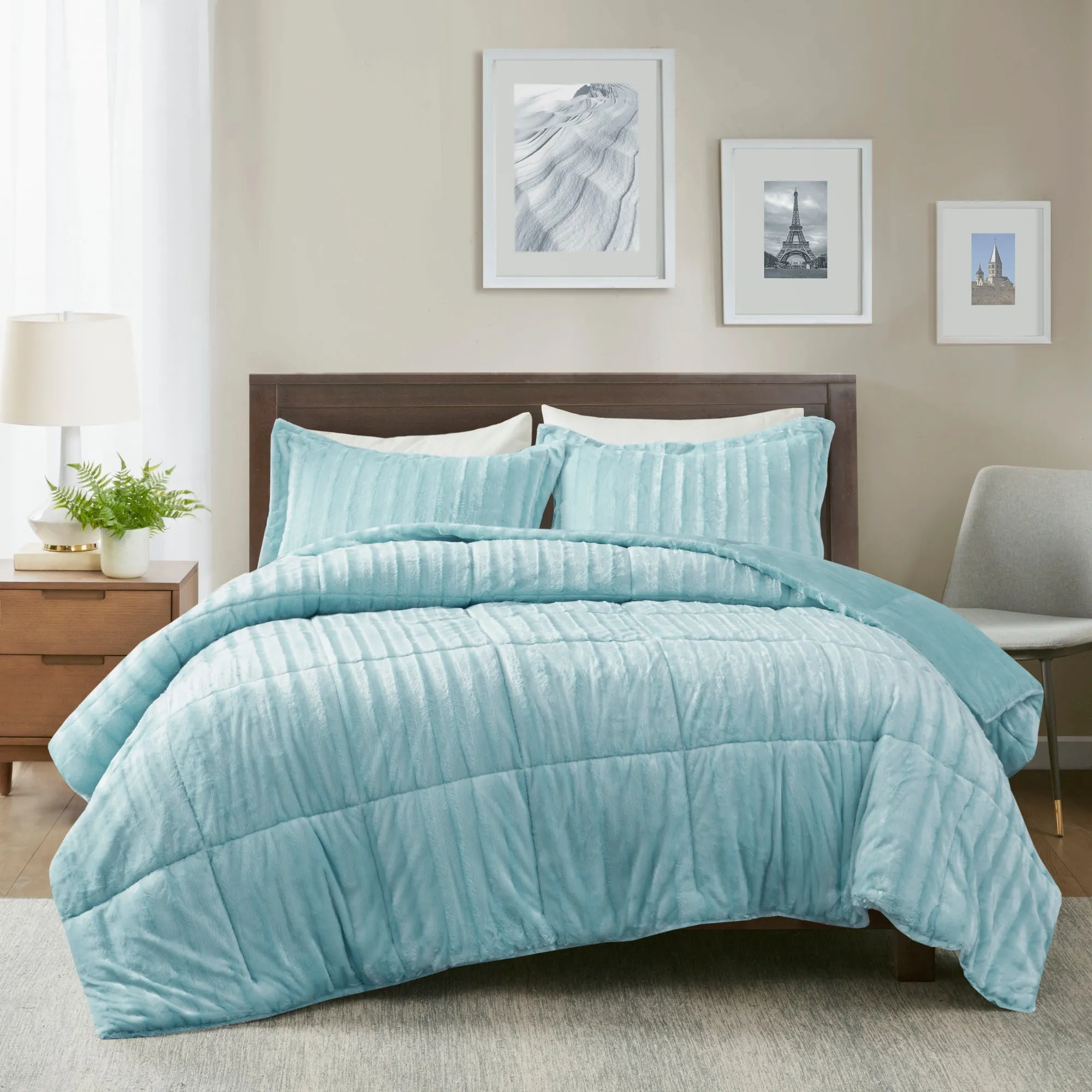 York Faux Fur Comforter Mini Set