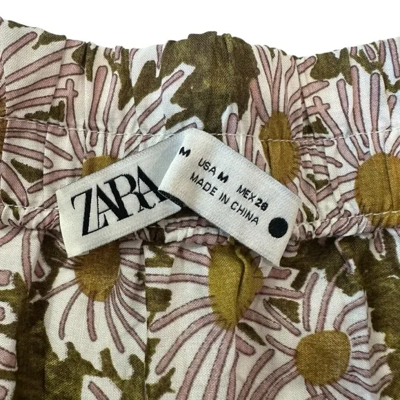 Zara Daisy Print Maxi Tiered Skirt with Coordinating Crop Top, Medium