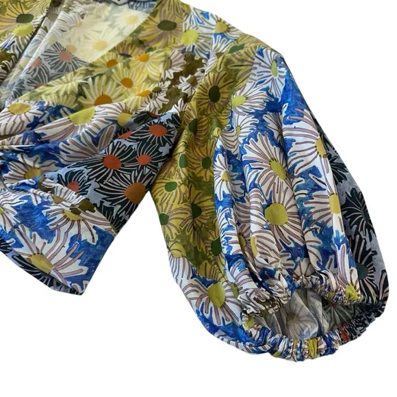 Zara Daisy Print Maxi Tiered Skirt with Coordinating Crop Top, Medium