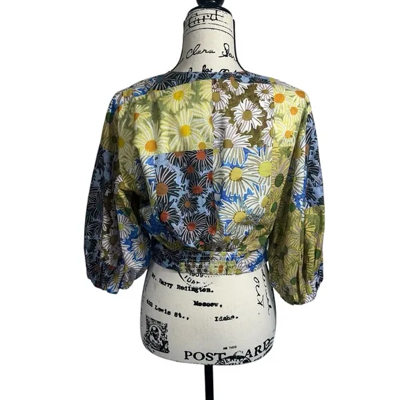 Zara Daisy Print Maxi Tiered Skirt with Coordinating Crop Top, Medium