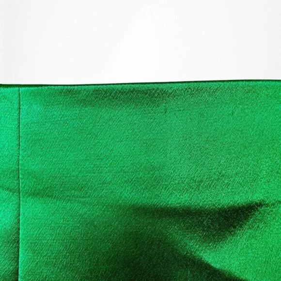 Zara Green Satin High Waisted Pleated Bodycon Mini Skirt Size XS