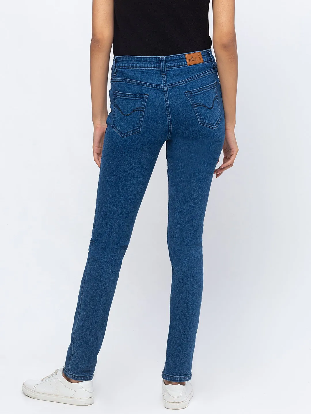 ZOLA Dx Blue Pencil Fit Full Length Denim Jeans For Women