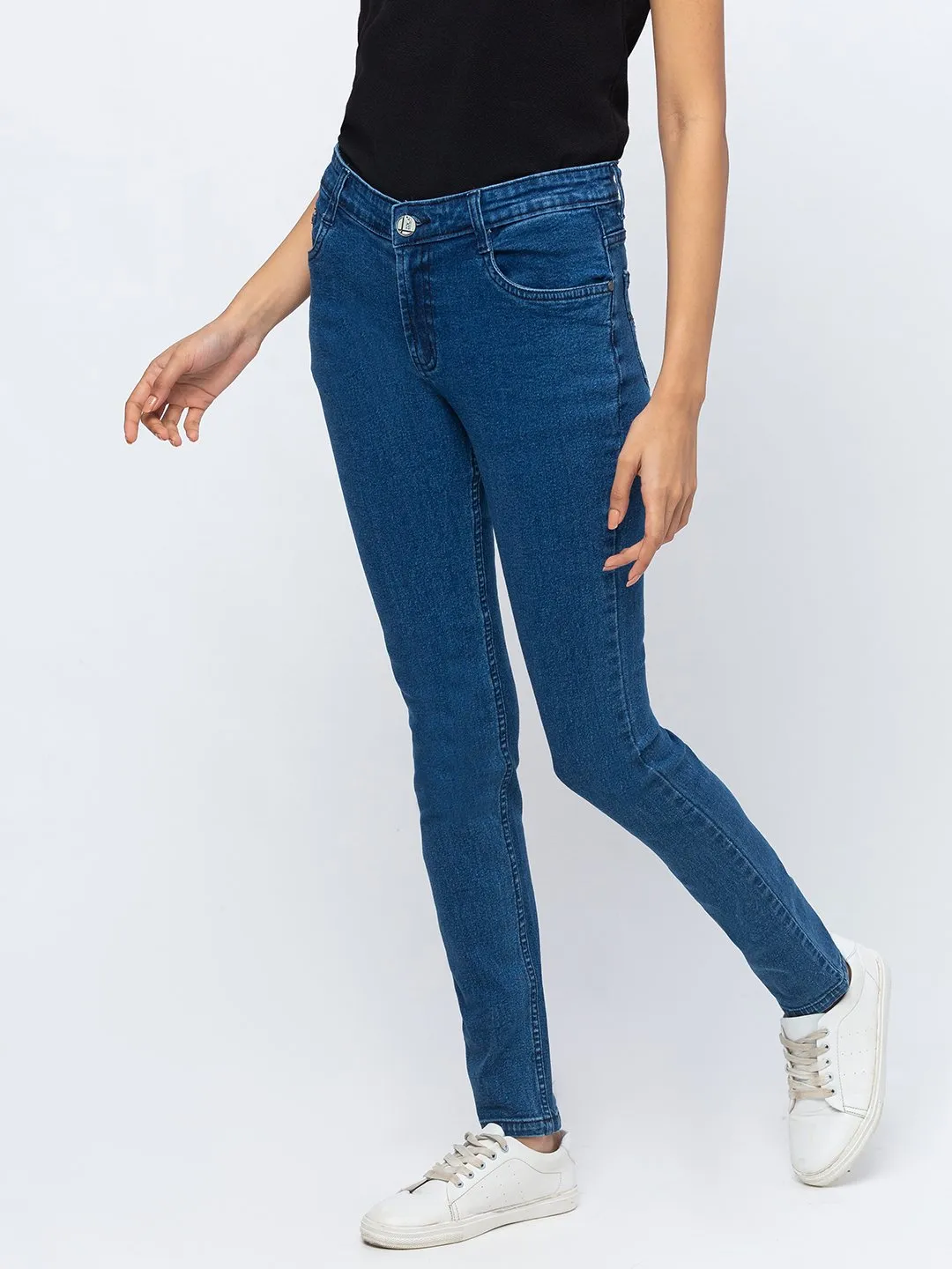 ZOLA Dx Blue Pencil Fit Full Length Denim Jeans For Women
