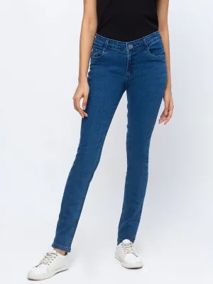 ZOLA Dx Blue Pencil Fit Full Length Denim Jeans For Women